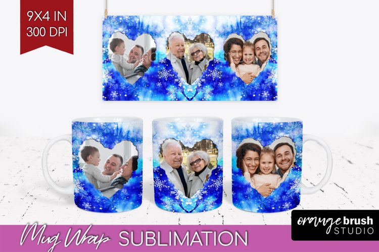 Winter Photo Frame Mug Wrap - Tie Dye Mug Sublimation example image 1