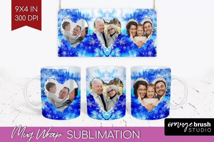 Winter Photo Frame Mug Wrap - Tie Dye Mug Sublimation