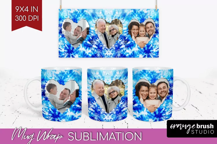 Winter Photo Frame Mug Wrap - Tie Dye Mug Sublimation