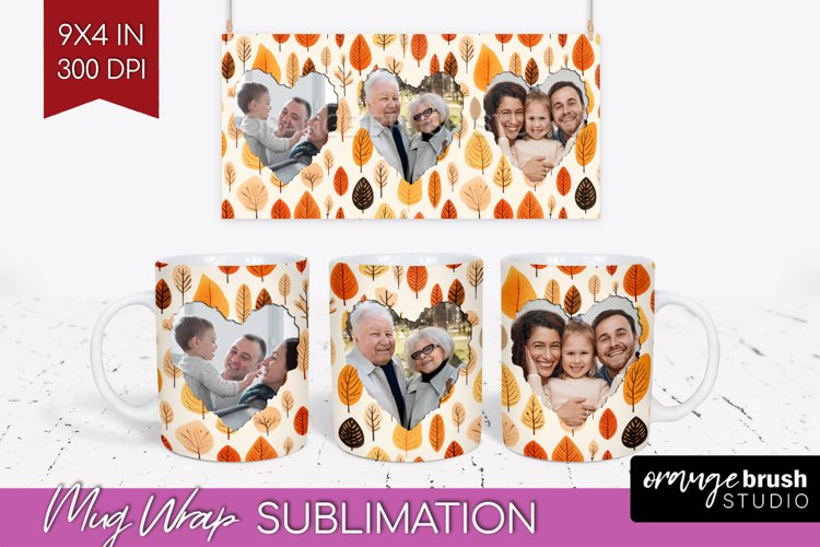 Fall Photo Frame Mug Wrap - Autumn Mug Sublimation example image 1