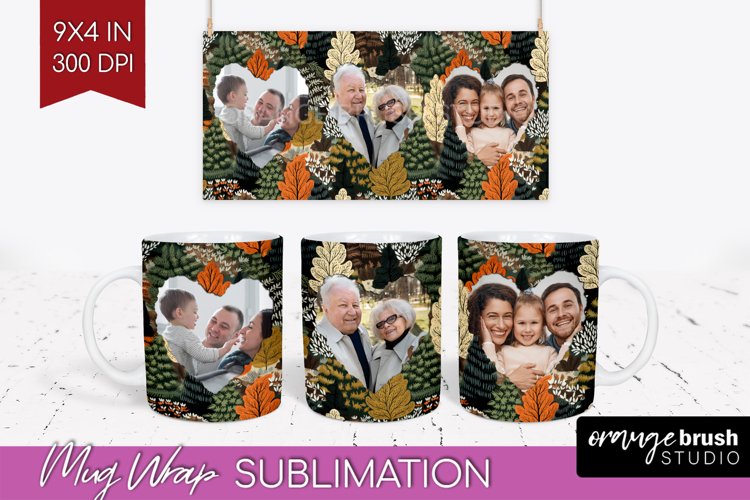 Fall Photo Frame Mug Wrap - Autumn Mug Sublimation example image 1