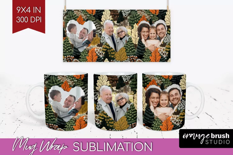 Fall Photo Frame Mug Wrap - Autumn Mug Sublimation