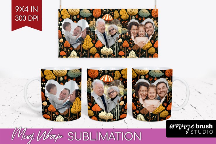 Fall Photo Frame Mug Wrap - Autumn Mug Sublimation example image 1