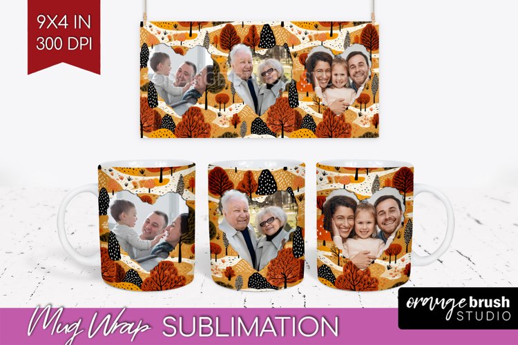 Fall Photo Frame Mug Wrap - Autumn Mug Sublimation example image 1