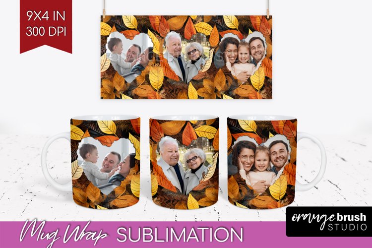 Fall Photo Frame Mug Wrap - Autumn Mug Sublimation example image 1