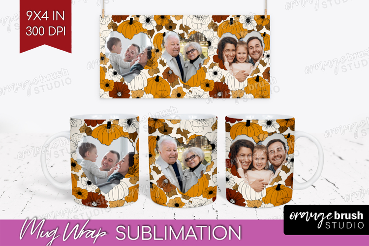 Pumpkun Photo Mug Wrap PNG - Fall Picture Frame Mug