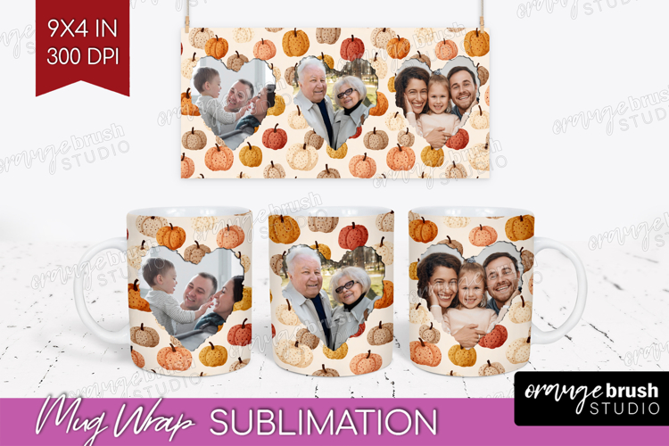 Pumpkun Photo Mug Wrap PNG - Fall Picture Frame Mug