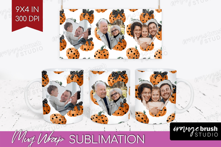 Pumpkun Photo Mug Wrap PNG - Fall Picture Frame Mug