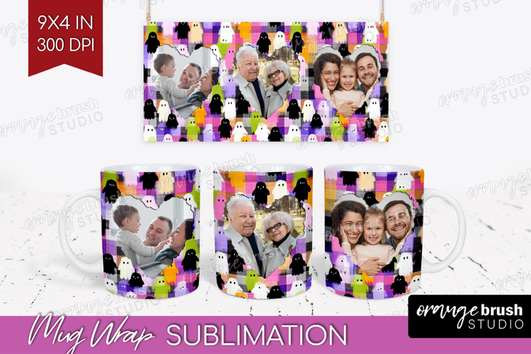 Halloween Photo Mug Wrap PNG - Spooky Picture Frame Mug