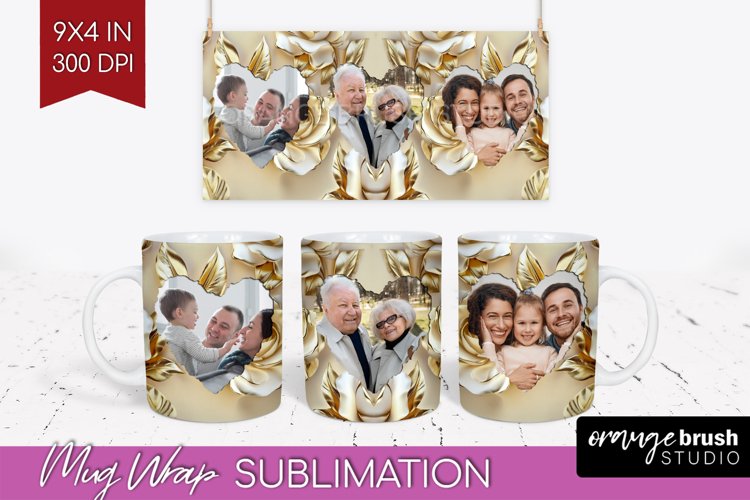 Rose Photo Mug Wrap PNG - Floral Picture Frame Mug