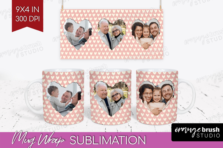 Heart Pattern Photo Mug Wrap PNG - Valentines Day Picture