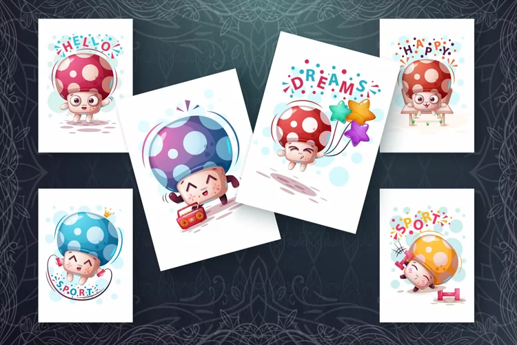 6 Cute Cartoon Mushroom Illustrations
