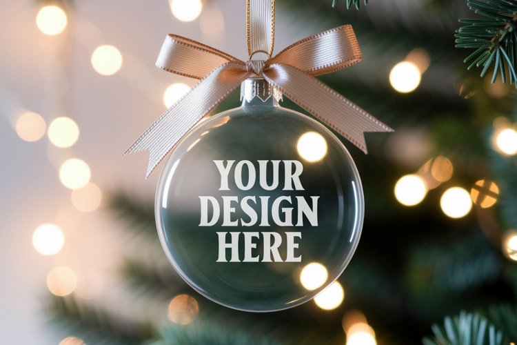 Acrylic Christmas Ornament Mockups | Clear Holiday Ornament