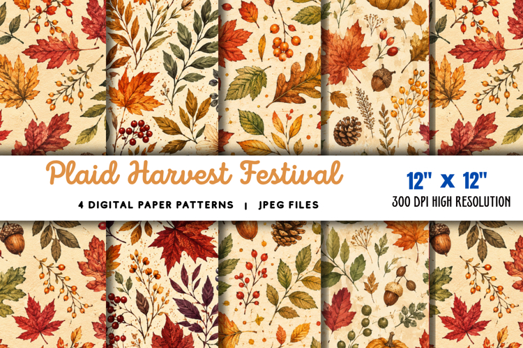 Plaid Harvest Festival Digital Paper JPG