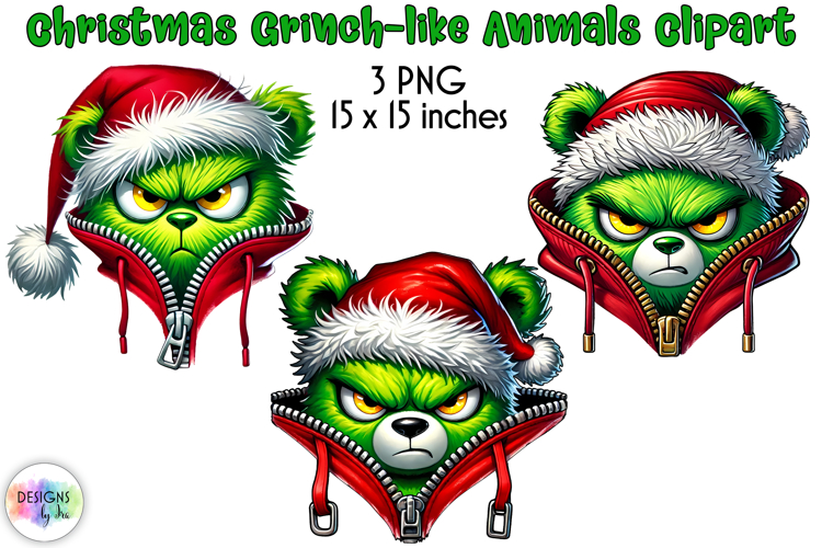 Christmas Animals Clipart, Grinch-like Animals PNG