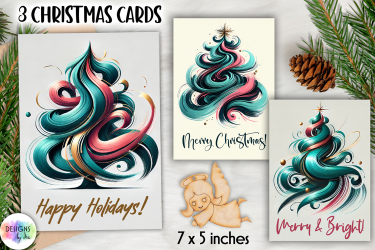 Christmas Tree Greeting Cards, Abstract Christmas Tree Print