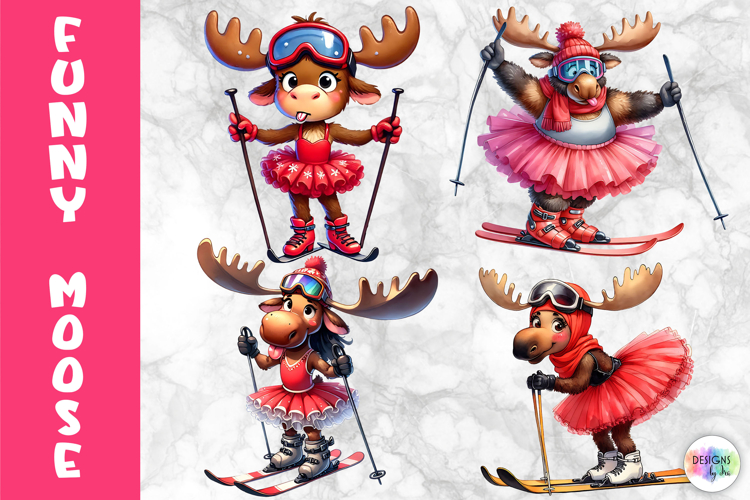 Funny Christmas Moose Clipart, Cute Holiday Animal PNG