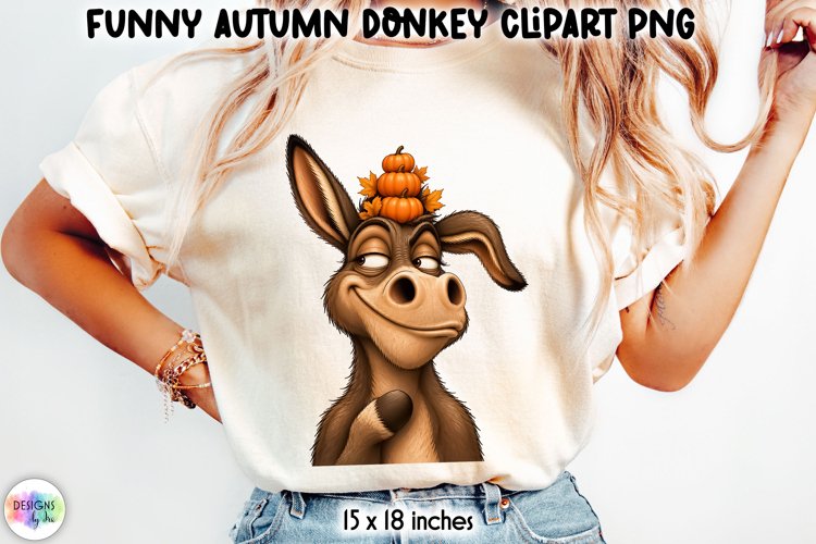Funny Donkey with Tiny Pumpkin Crown Autumn PNG