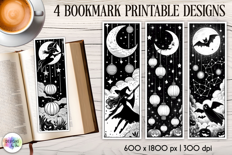 Halloween Bookmarks, Gothic Black and White Bookmarks