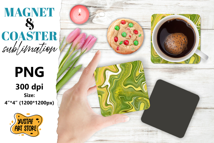 Abstract paint magnet/coaster sublimation. Fluid art