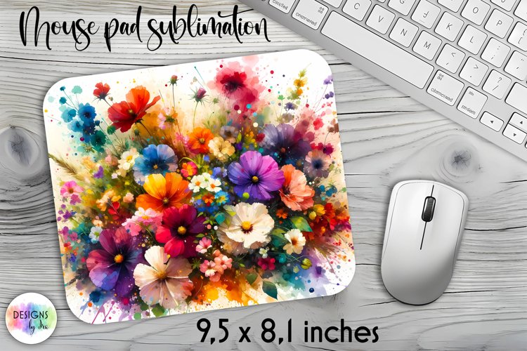 Summer Flowers Mouse Pad. Floral Mouse Pad Design example image 1
