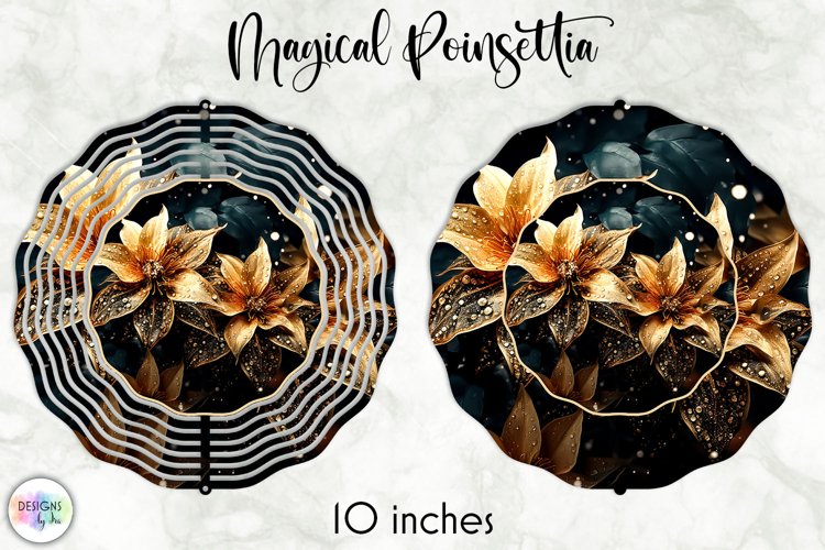 Golden Poinsettia Wind Spinner | Christmas Wind Spinner PNG