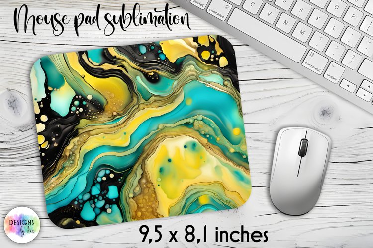 Abstract Fluid Art Mouse Pad, Marble Texture Mouse Pad Print example image 1