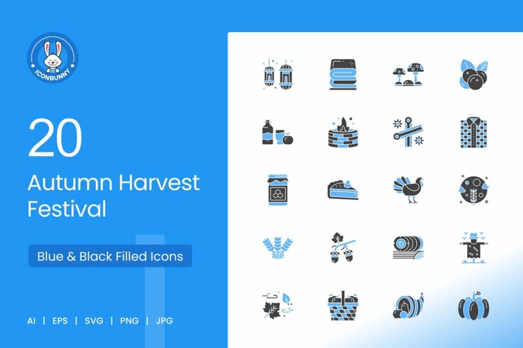 Autumn Harvest Blue & Black Icons