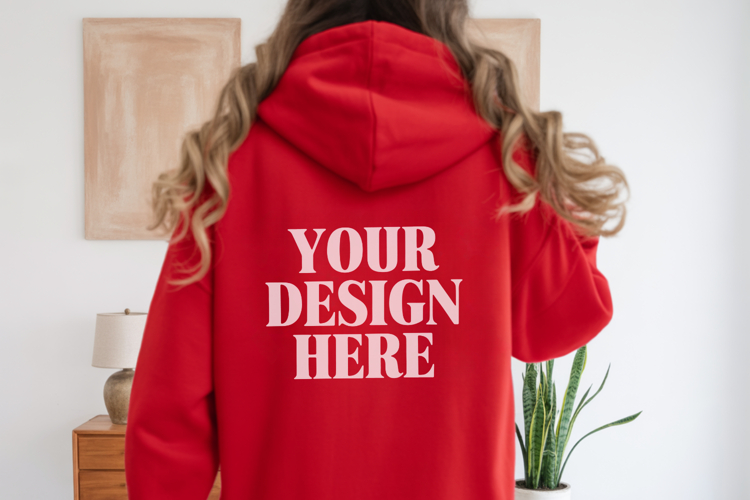 red Gildan 18500 Hoodie Mockup ,Cozy Unisex Sweatshirt Mock