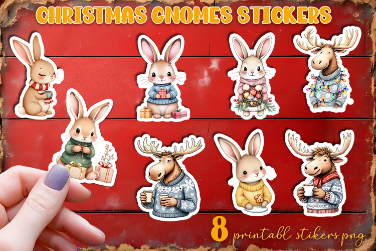 Cute christmas deer and bunny Stickers | animal Stickers