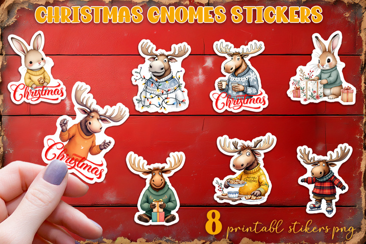 Cute christmas deer and bunny Stickers | animal Stickers