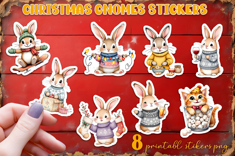 Cute christmas deer and bunny Stickers | animal Stickers