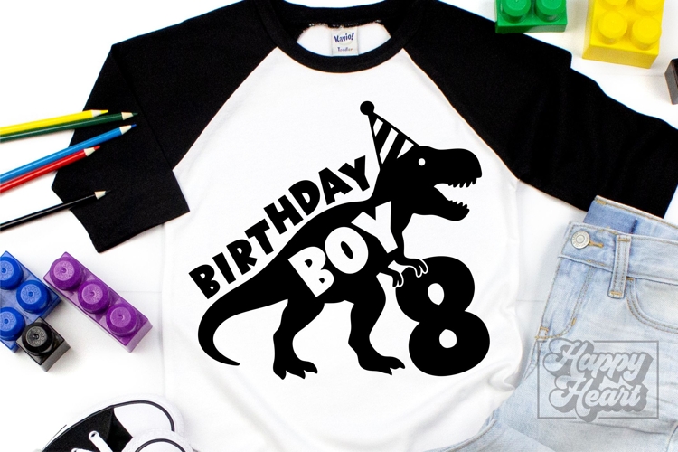 TRex 8th Birthday Boy SVG - Eight Dinosaur Shirt Clipart PNG