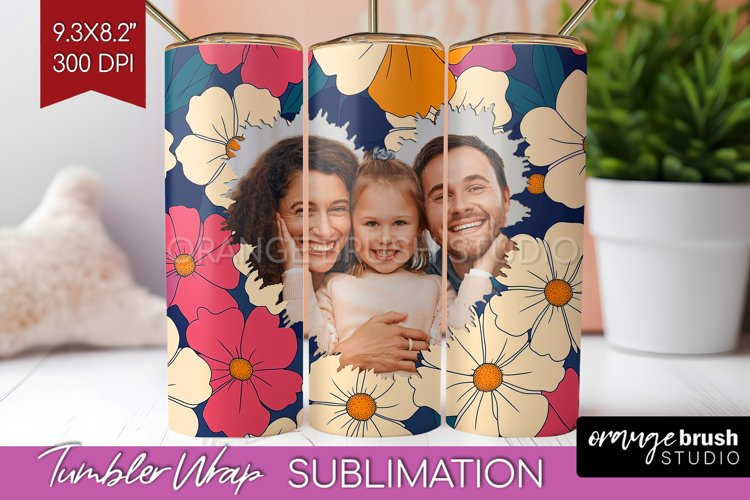 Retro Photo Tumbler PNG - Flowers Picture Tumbler Wrap
