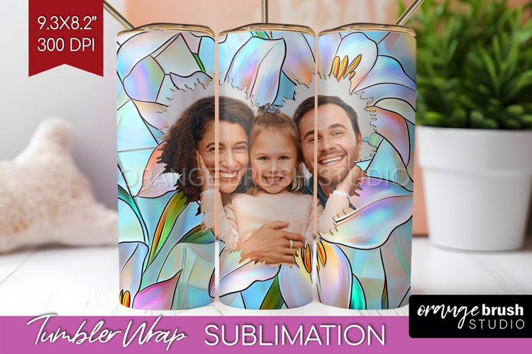 Stained Glass Photo Tumbler PNG - Flowers Picture Tumbler