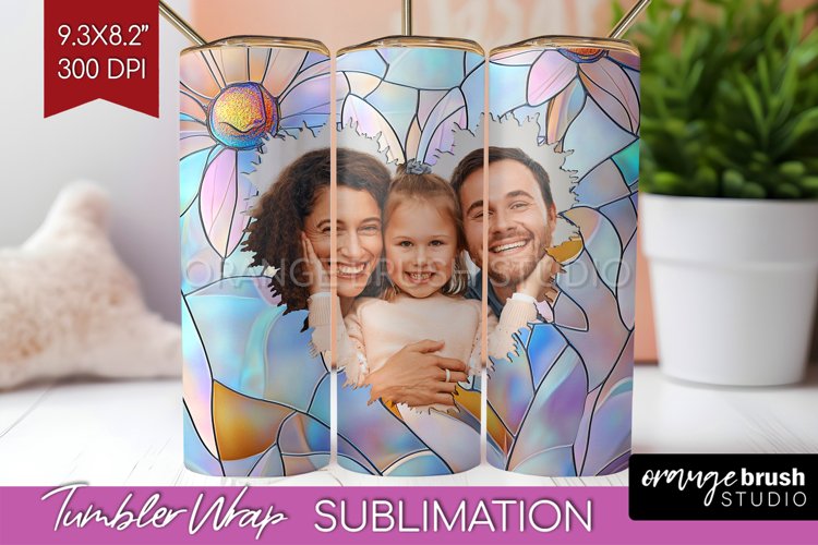 Stained Glass Photo Tumbler PNG - Flowers Picture Tumbler