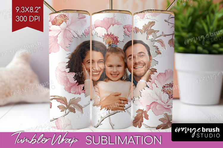 Floral Photo Tumbler PNG - Peony Flower Picture Tumbler Wrap