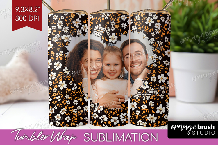 Retro Flowers Photo Tumbler PNG - Floral Picture Tumbler