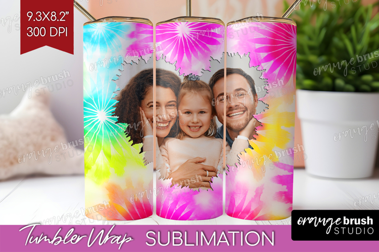 Tie Dye Photo Tumbler PNG - Rainbow Picture Tumbler Wrap