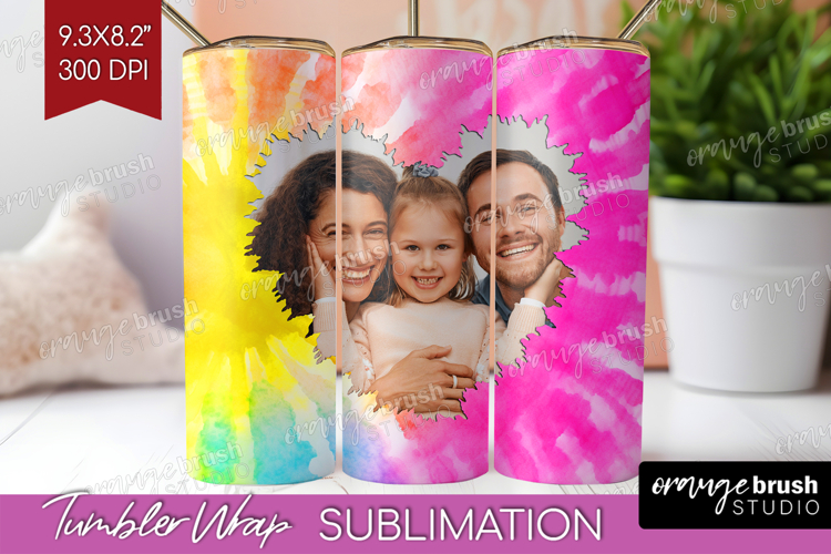 Tie Dye Photo Tumbler PNG - Rainbow Picture Tumbler Wrap