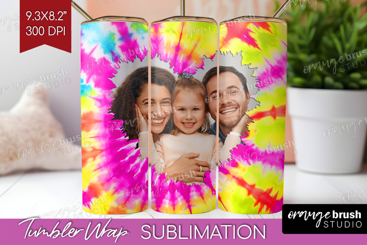 Tie Dye Photo Tumbler PNG - Rainbow Picture Tumbler Wrap