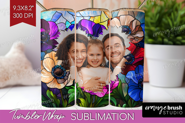 Stained Glass Photo Tumbler PNG - Flowers Picture Tumbler