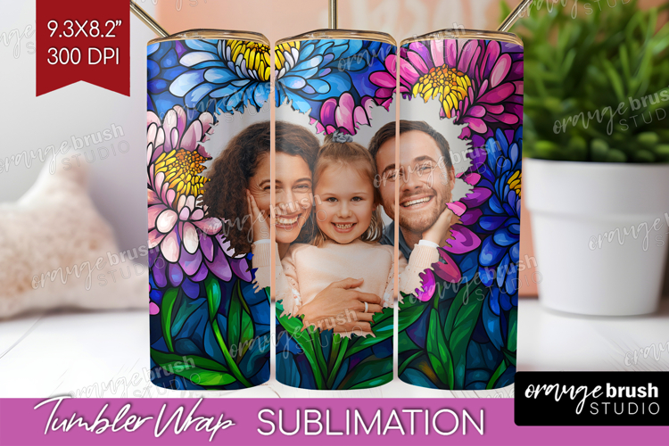Stained Glass Photo Tumbler PNG - Flowers Picture Tumbler