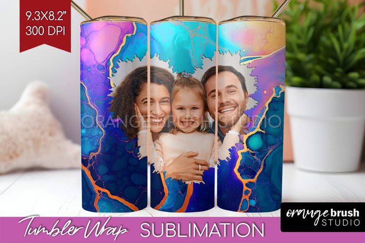 Alcohol Ink Photo Tumbler PNG - Marble Picture Tumbler Wrap