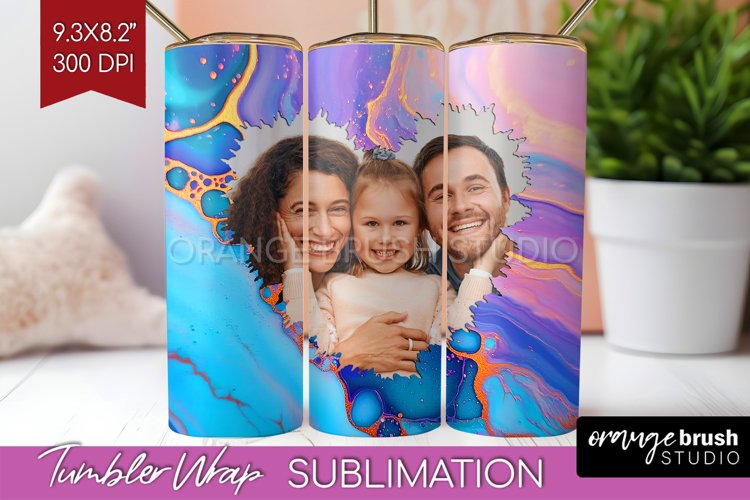 Alcohol Ink Photo Tumbler PNG - Marble Picture Tumbler Wrap