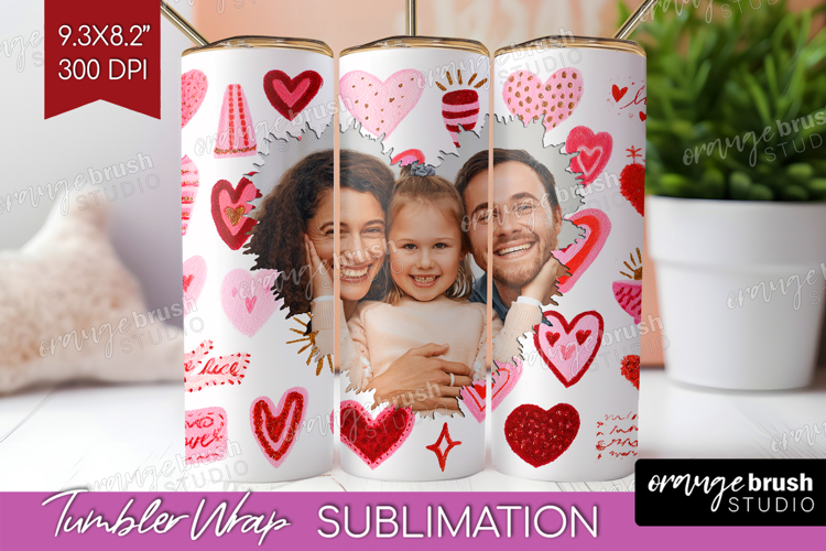Heart Pattern Photo Tumbler PNG - Valentines Day Picture