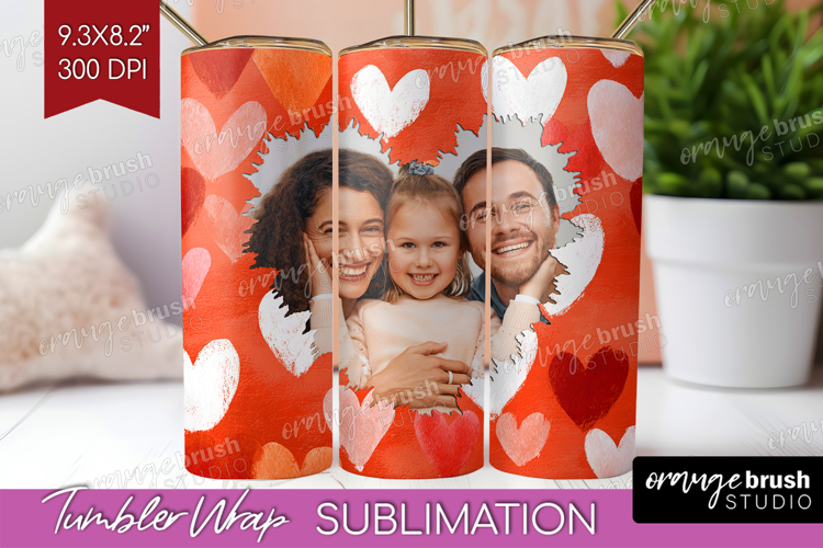 Heart Pattern Photo Tumbler PNG - Valentines Day Picture