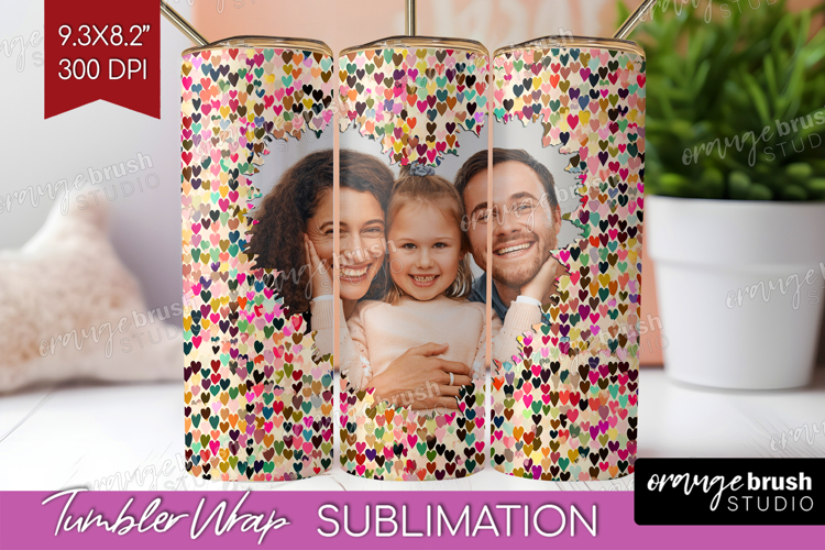 Heart Pattern Photo Tumbler PNG - Valentines Day Picture