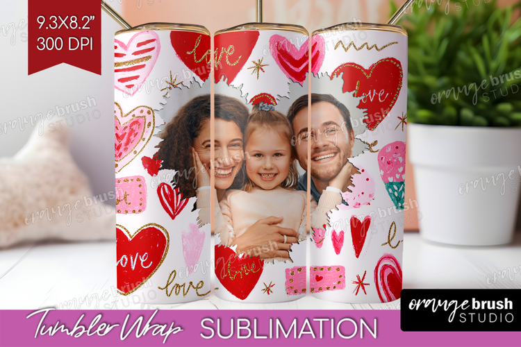 Heart Pattern Photo Tumbler PNG - Valentines Day Picture