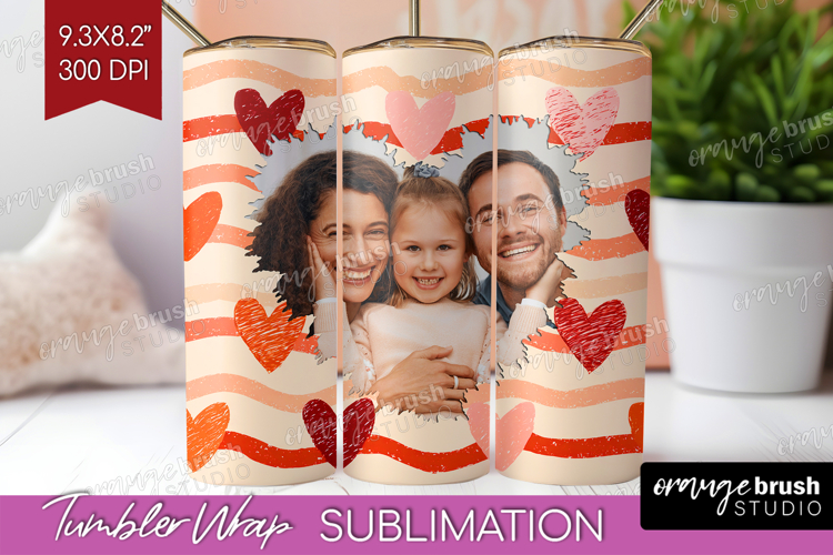 Heart Pattern Photo Tumbler PNG - Valentines Day Picture